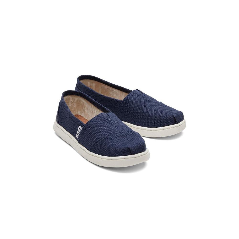TOMS | Girls' Classic Alpargata Navy Slip-On Shoes | Size 4 US